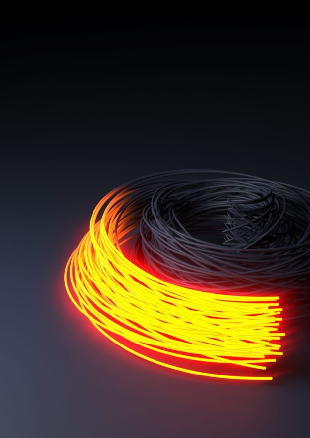 3D Render of Fiber optics, abstract & blur background
